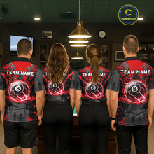 Load image into Gallery viewer, Black And Red Crack 8 Ball Pool Billiard Apparel For Women Custom Billiard Team Shirt Designs NYN2406