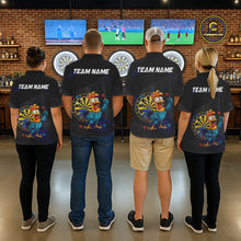 Load image into Gallery viewer, Colorful Rooster Funny Men Darts Polo &amp; 1/4-Zip Shirt Custom Grunge Blue Dart Attire For Darters NYN3004