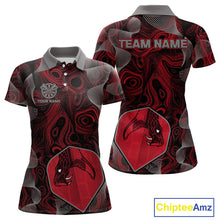 Load image into Gallery viewer, Dragon Darts Flight &amp; Red Swirl Women's Darts Team Shirt - Custom Name For Players NYN0461