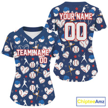 Load image into Gallery viewer, Custom Colorful Funny Baseball Ball Shirt For Women Blue Baseball Jerseys Gifts NYN1599