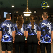 Load image into Gallery viewer, Grey &amp; Blue Grunge Wolfs Claws Thunder 8 Ball Pool Women Billiard Shirt Custom Billiard Team Attire NYN2640