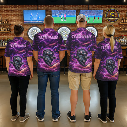 Purple Funny Scary Tornado Dartboard & Arrow Men Darts Polo Shirt Custom Dart League Shirts NYN2643