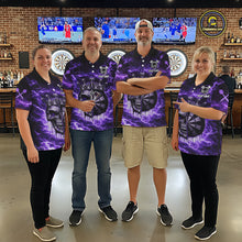 Load image into Gallery viewer, Thunder Purple Cracked Crown Skull Dartboard Women Darts Polo Shirt Custom Dart League Shirt NYN2645