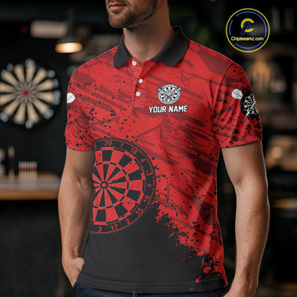 Splashed Pattern Red Dart Boards Custom Dart Shirt For Men, Dart Team Jerseys NYN0108