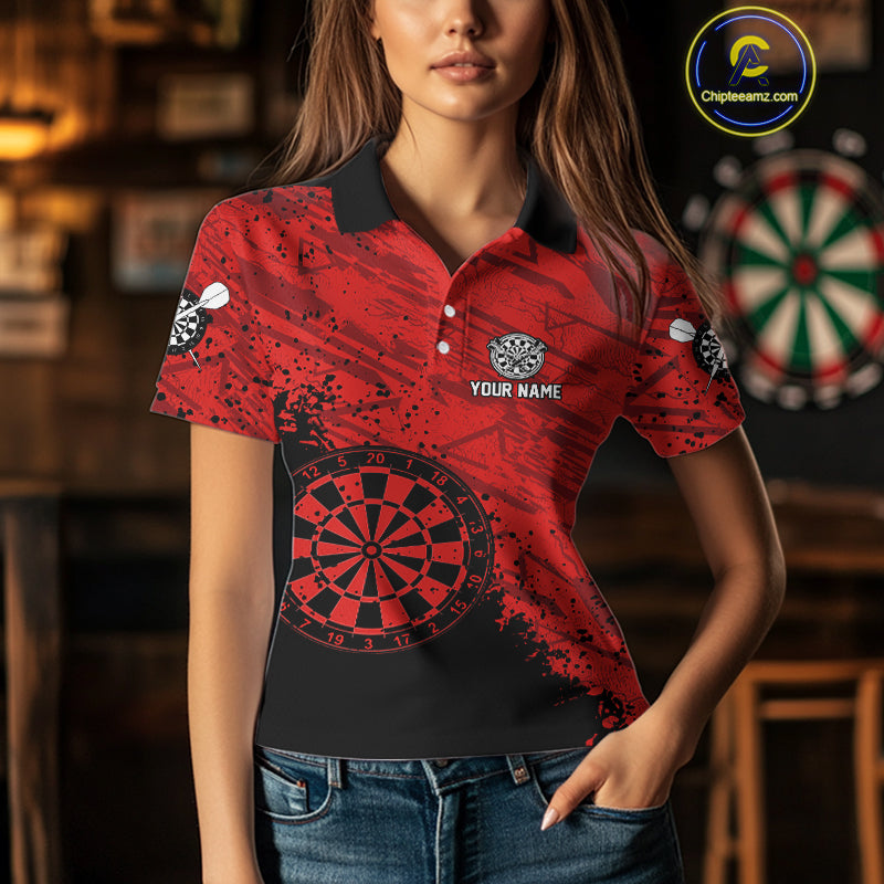 Splashed Pattern Red Dart Boards Custom Dart Shirt For Women, Dart Team Jerseys NYN0108