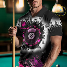Load image into Gallery viewer, Black, White &amp; Pink Billiard 8 Ball Pool Shirt For Men Custom Butterfly Grunge Team Billiard Jersey NYN3438