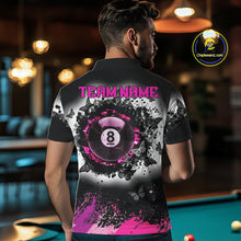 Load image into Gallery viewer, Black, White &amp; Pink Billiard 8 Ball Pool Shirt For Men Custom Butterfly Grunge Team Billiard Jersey NYN3438
