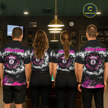 Load image into Gallery viewer, Black, White &amp; Pink Billiard 8 Ball Pool Shirt For Men Custom Butterfly Grunge Team Billiard Jersey NYN3438