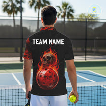 Load image into Gallery viewer, Custom Red Flaming Men Pickleball Ball 3D League Jerseys Flame Skull Pickleball Team Shirts NYN2156
