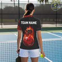 Load image into Gallery viewer, Custom Red Flaming Women Pickleball Ball 3D League Jerseys Flame Skull Pickleball Team Shirts NYN2156