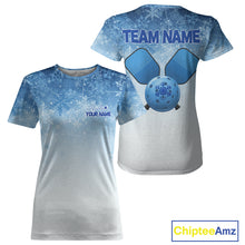 Load image into Gallery viewer, Custom Blue Ice Snowflake Pickleball Paddle Ball 3D Jerseys Women Pickleball League Shirts NYN2158
