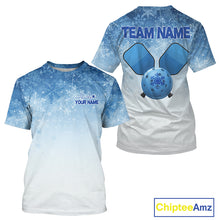 Load image into Gallery viewer, Custom Blue Ice Snowflake Pickleball Paddle Ball 3D Jerseys Men Pickleball League Shirts NYN2158