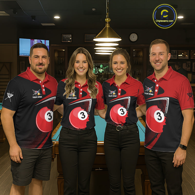 Red Crack Ball Pool Men Billiard Polo & 1/4-Zip Shirt Personalized Balls Billiard Gifts NYN2413