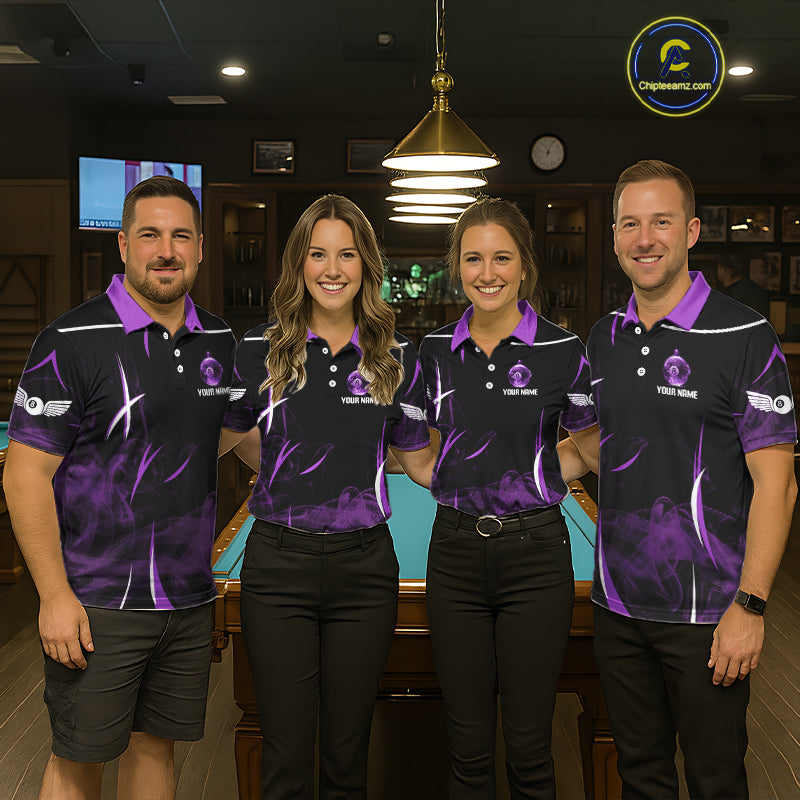 Purple Smokes Pool 8 Ball Women Billiard Polo & 1/4-Zip Shirt Personalized Balls Billiard Gifts NYN2416