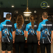 Load image into Gallery viewer, Blue Grunge 8 Ball Pool Team Shirt Personalized Women Billiard Polo &amp; 1/4-Zip Attire Gifts NYN2419