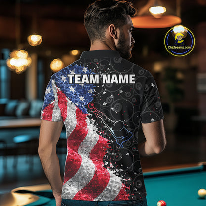 Debris US Flag 8 Ball Pool Polo & 1/4-Zip Shirt For Men Personalized Balls Billiard Gifts NYN2422