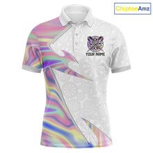 Load image into Gallery viewer, Personalized Pink Holographic Dartboard Pattern Men Darts Polo &amp; 1/4-Zip Shirts Dart Team Jerseys NYN2811