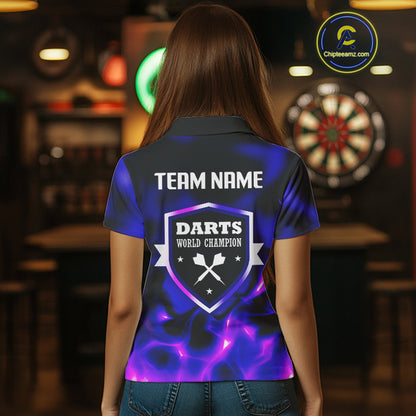 Darts World Champion Custom Blue-Purple Dart Shirt For Women, Dart Team Jerseys NYN0111