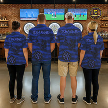 Load image into Gallery viewer, Custom Blue Grunge Wolf Torn Dartboard Men Darts Polo Shirt Wolf Dart League Jerseys NYN2168