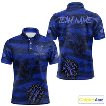 Load image into Gallery viewer, Custom Blue Grunge Wolf Torn Dartboard Men Darts Polo Shirt Wolf Dart League Jerseys NYN2168