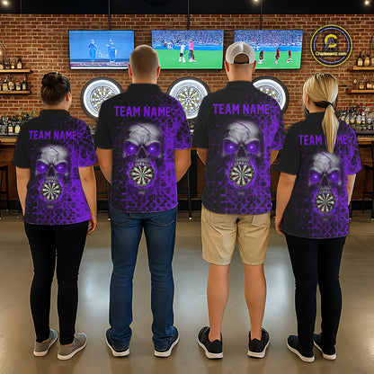 Custom Purple Dripping Skull Darts Quarter-Zip Shirt For Women Fire Flame Skull Dart League Jerseys NYN2174
