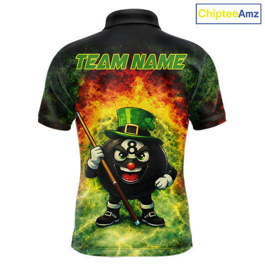 Red & Green Shamrock Thunder Funny Pool 8 Ball Men Billiard Shirt Personalized Balls Billiard Shirts NYN2653