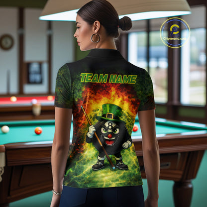 Red & Green Shamrock Thunder Funny Pool 8 Ball Women Billiard Shirt Personalized Balls Billiard Shirts NYN2653