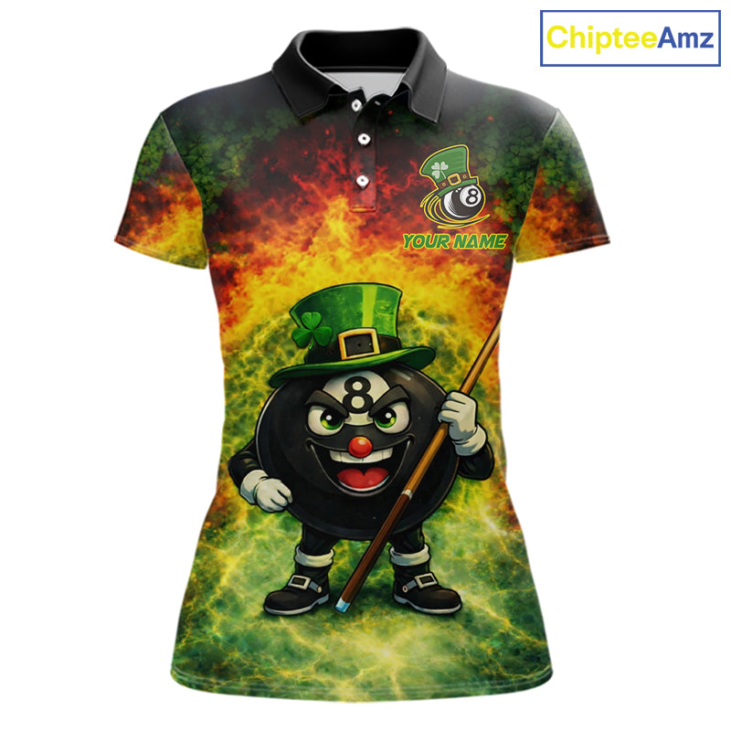 Red & Green Shamrock Thunder Funny Pool 8 Ball Women Billiard Shirt Personalized Balls Billiard Shirts NYN2653