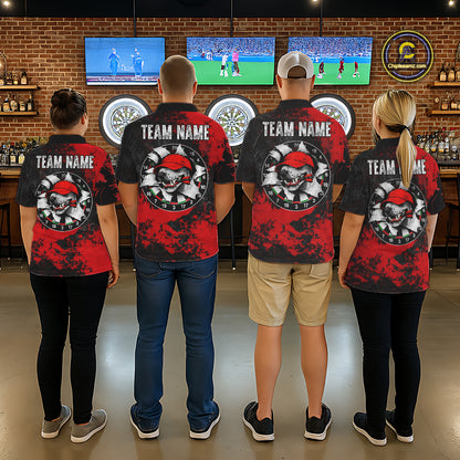 Personalized Black & Grunge Red Funny Cool Dog Cracked Darts Shirts For Women Dart Team Jerseys NYN2818