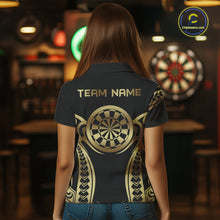 Load image into Gallery viewer, Custom Black &amp; Light Gold Dartboard &amp; Arrow Darts Polo &amp; 1/4-Zip Shirts For Women  Dart Team Jerseys NYN2819