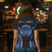 Load image into Gallery viewer, Custom Black &amp; Light Blue Dartboard &amp; Arrow Darts Polo &amp; 1/4-Zip Shirts For Women Dart Team Jerseys NYN2820