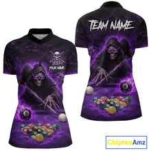 Load image into Gallery viewer, Grim Reaper Plays Billiard Pool Women Billiard Shirts Custom Flame Skull 8 Ball Billiard Team Attire NYN3017