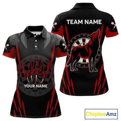 Black And Red Dartboards Custom Wolf Dart Shirts For Women, Dart Team Jerseys NYN0241