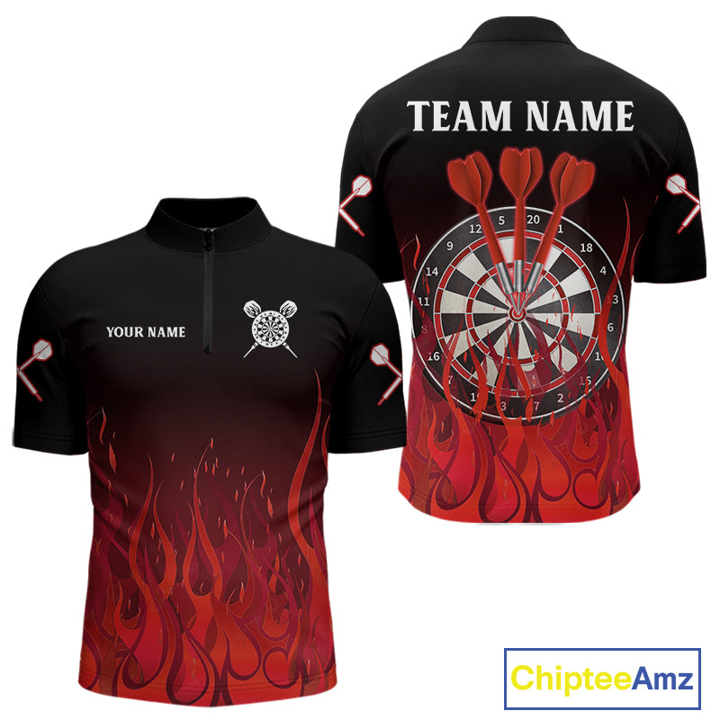 Deep Burgundy Flame Pattern Dartboard Custom Dart Shirt For Men, Dart Jerseys NYN0244