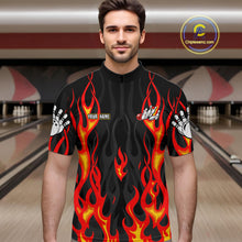 Load image into Gallery viewer, Personalized Funny Cat Firefighter Fire Flame Men Bowling Shirt Custom Team Shirts For Bowlers NYN3191