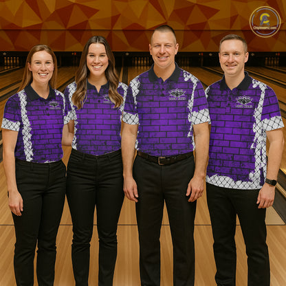 Purple Brick-Wall Fierce Bulldog Women Bowing Team Shirt Personalized Bowling Jersey For Bowlers NYN3195