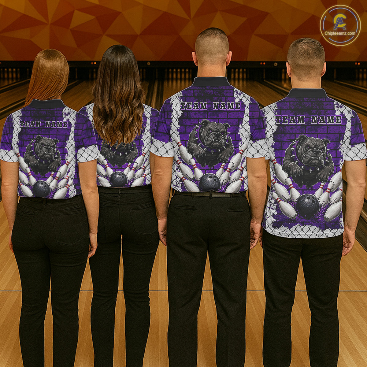 Purple Brick-Wall Fierce Bulldog Women Bowing Team Shirt Personalized Bowling Jersey For Bowlers NYN3195