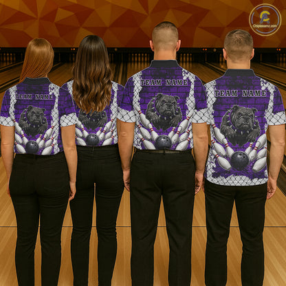 Purple Brick-Wall Fierce Bulldog Women Bowing Team Shirt Personalized Bowling Jersey For Bowlers NYN3195