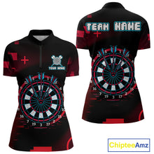 Load image into Gallery viewer, Custom Black Purple Flames Wolf Dartboard Dart Women Quarter-Zip Shirt Outfits Dart Jerseys NYN1620