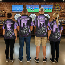 Load image into Gallery viewer, Purple US Flag Grunge Dartboard &amp; Arrow Women Darts 1/4-Zip Shirts Custom Dart Team Jerseys NYN2444