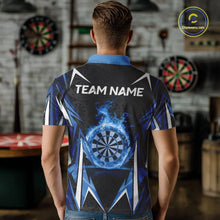 Load image into Gallery viewer, Black And Blue Flames Dartboard Men Darts Polo Shirts Custom Fire Flame Dart Team Jerseys NYN2445
