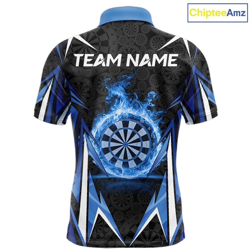 Black And Blue Flames Dartboard Men Darts 1/4-Zip Shirts Custom Fire Flame Dart Team Jerseys NYN2445