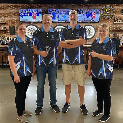 Black And Blue Flames Dartboard Women Darts Polo Shirts Custom Fire Flame Dart Team Jerseys NYN2445