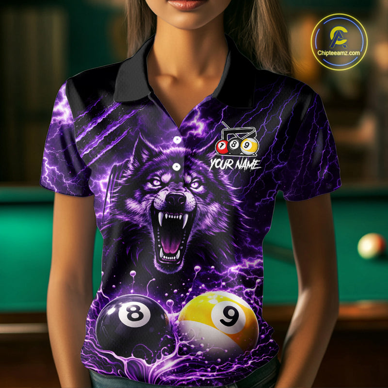 Custom Purple Horrors Wolf Smokes Pool 8 Ball & 9 Ball Women's Billiard Team Shirt Billiard Attire NYN2669