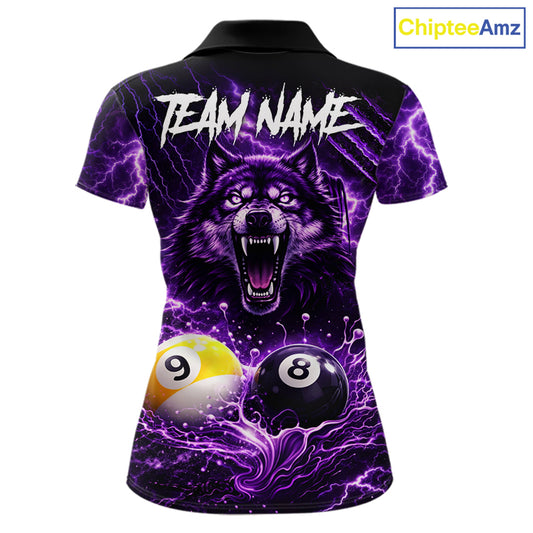 Custom Purple Horrors Wolf Smokes Pool 8 Ball & 9 Ball Women's Billiard Team Shirt Billiard Attire NYN2669