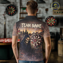 Load image into Gallery viewer, Graffiti Grunge Grim Reaper Red Dartboard Dart Polo Shirts For Men Custom Dart Team Shirts NYN2674