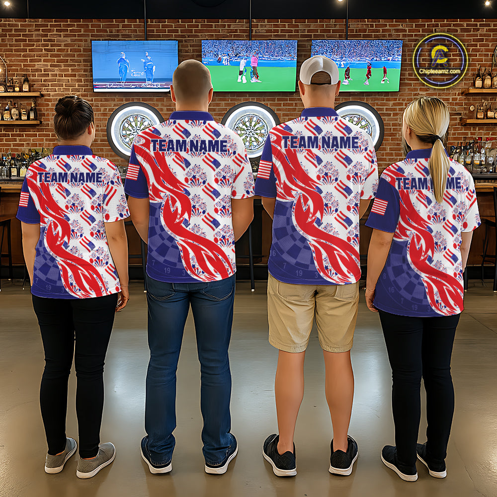 Custom American Flag Dart Polo & Quarter-Zip Shirt For Women Patriotic USA Dart Jerseys NYN2824