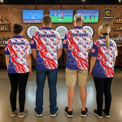 Custom American Flag Dart Polo & Quarter-Zip Shirt For Women Patriotic USA Dart Jerseys NYN2824