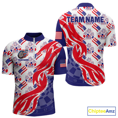 Custom America Flag Dart Polo & Quarter-Zip Shirt For Men Patriotic USA Dart Jerseys NYN2824