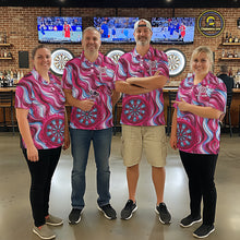 Load image into Gallery viewer, Custom Pink Blue Paint Dartboard &amp; Arrow Polo &amp; Quarter-Zip Shirt For Men Outfits Dart Jerseys NYN2825